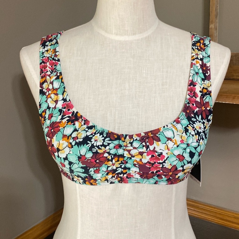 Sea Angel Floral Print Cinch Crop Bikini Top size Medium